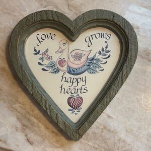 Heart-Shaped Wooden Plaque with Duck Design
